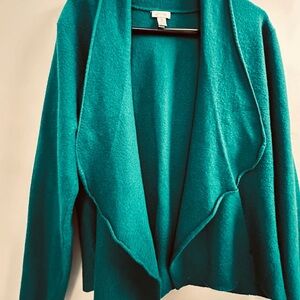 Vtg Chico's 100% Wool Oversized Kelly Green Jacket Blazer Cardigan Size 3 (XL)